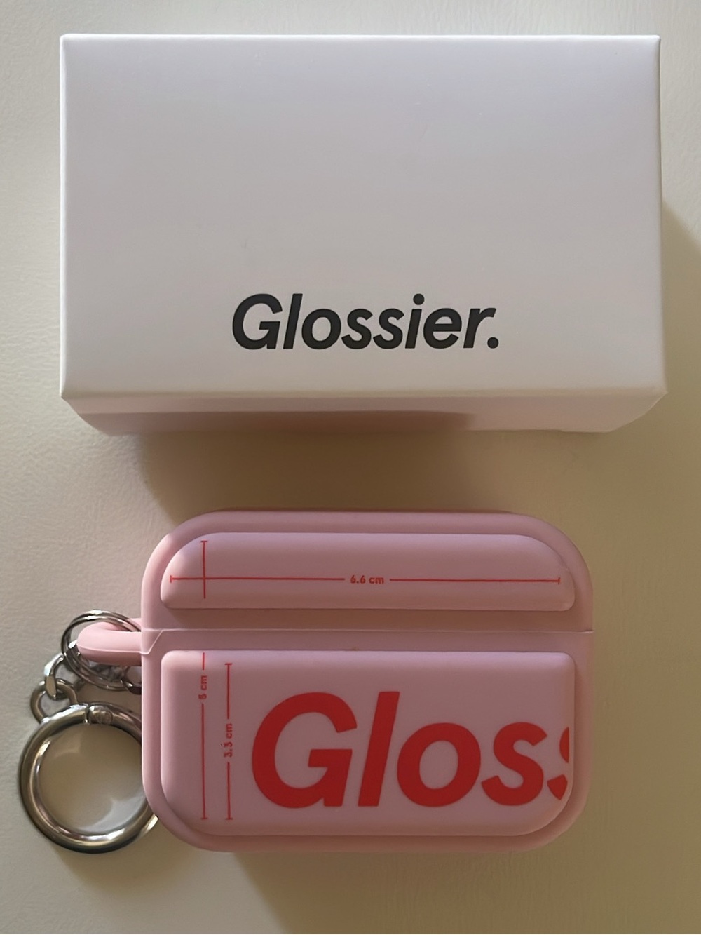 Glossier Pink Silicone AirPods Case with Keyring